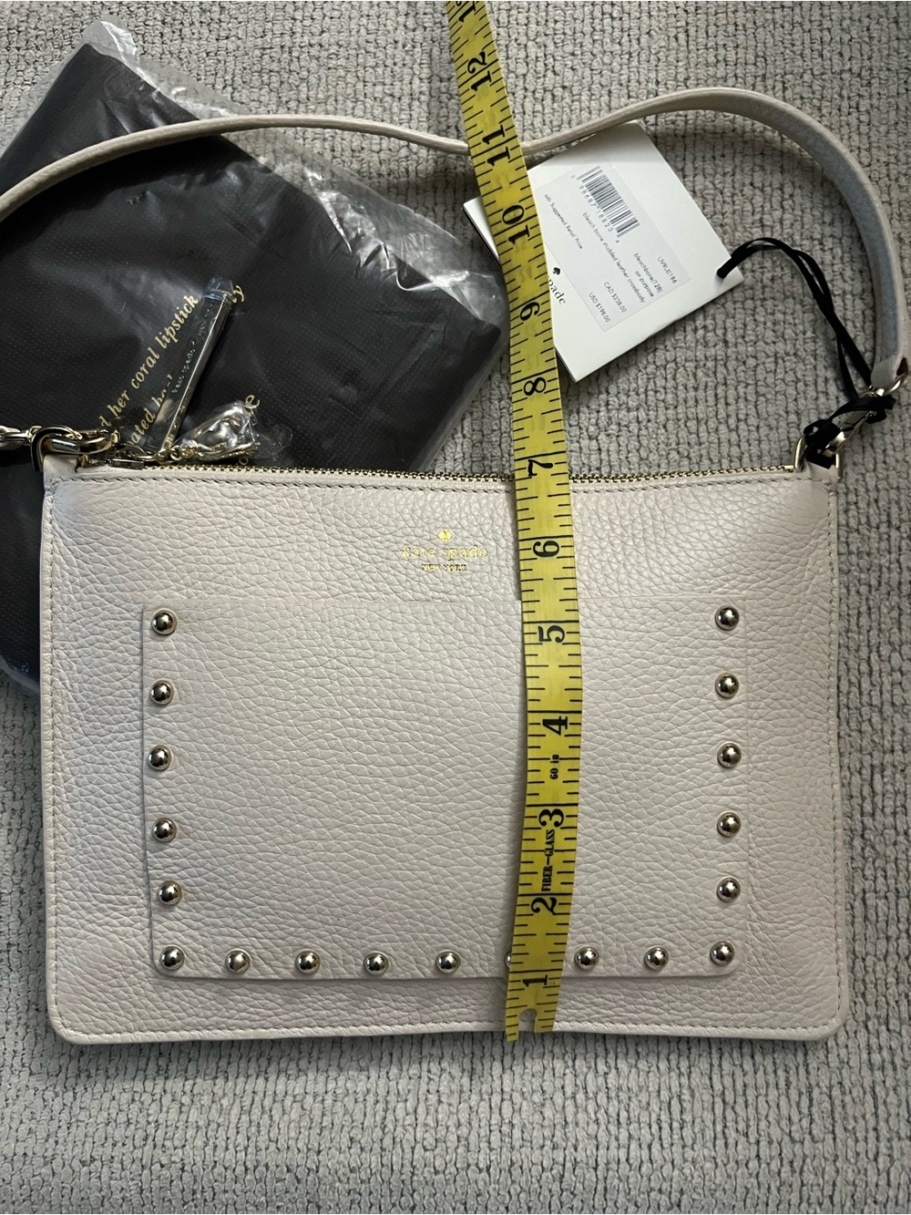 KATE SPADE ♠️ ON PURPOSE STUDDED LEATHER CROSSBODY IN BEACHBONE NWT - Picture 11 of 12